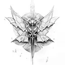 tatoo with logos from Assassin's creed, Playstation, umbrella corporation and  the last of us dragon-fly together tattoo design idea