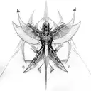 tatoo with logos from Assassin's creed, Playstation, umbrella corporation and  the last of us dragon-fly together tattoo design idea
