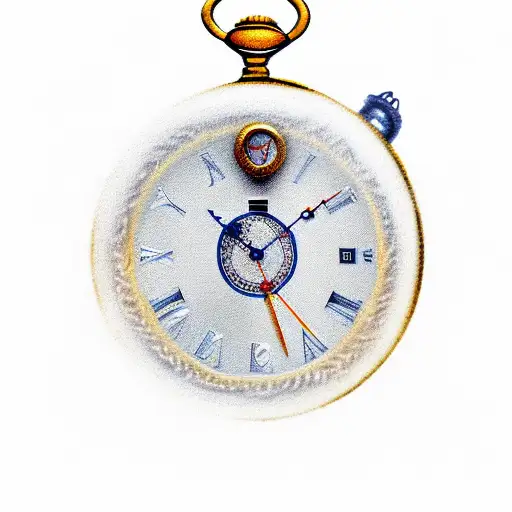 An artistic representation of a bottle of wine pouring into a pocket watch, symbolizing the passing of time and the enjoyment of wine with your children tattoo design idea