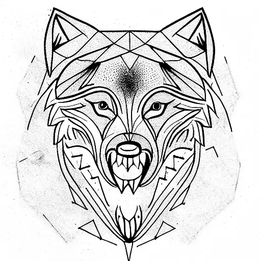 Wolf with open mouth and big teeth tattoo design idea