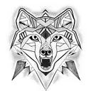 Wolf with open mouth and big teeth tattoo design idea