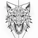 Wolf with open mouth and big teeth tattoo design idea