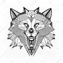 Wolf with open mouth and big teeth tattoo design idea