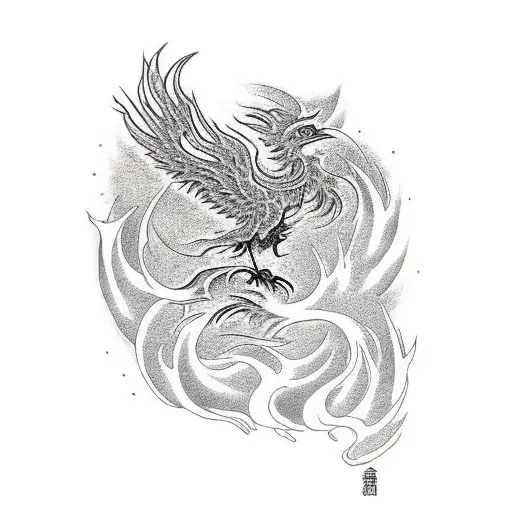 Phoenix rising from ashes tattoo design idea