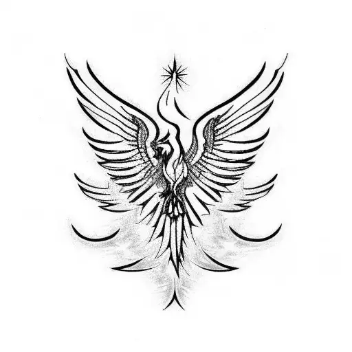 Phoenix rising from ashes tattoo design idea