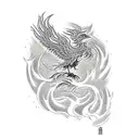 Phoenix rising from ashes tattoo design idea