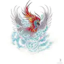 Phoenix rising from ashes tattoo design idea