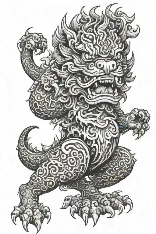 foo dog angry tattoo design idea