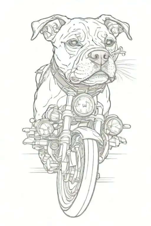 travel motorbike staffie dog tattoo design idea