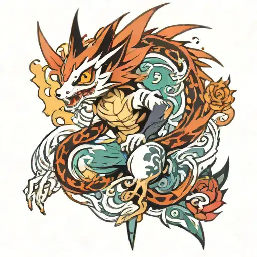 pokemon y bleach anime tattoo design idea