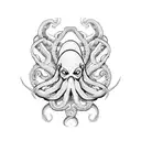 a octopus fighting with 2pac shakur tattoo design idea