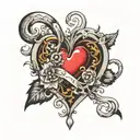 integrate number 13 into heart tattoo design idea
