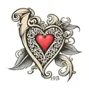 integrate number 13 into heart tattoo design idea
