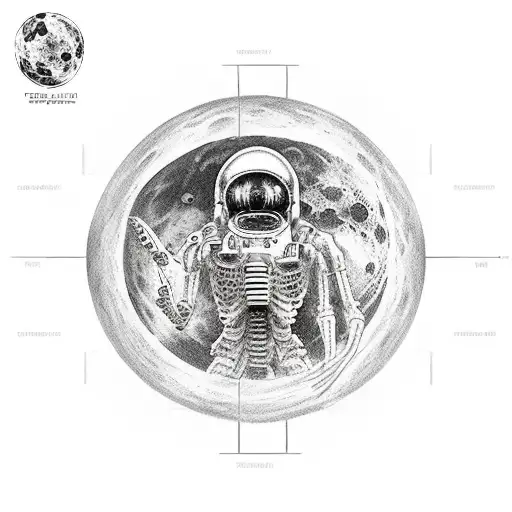 portal on the moon shows graveyard  tattoo design idea