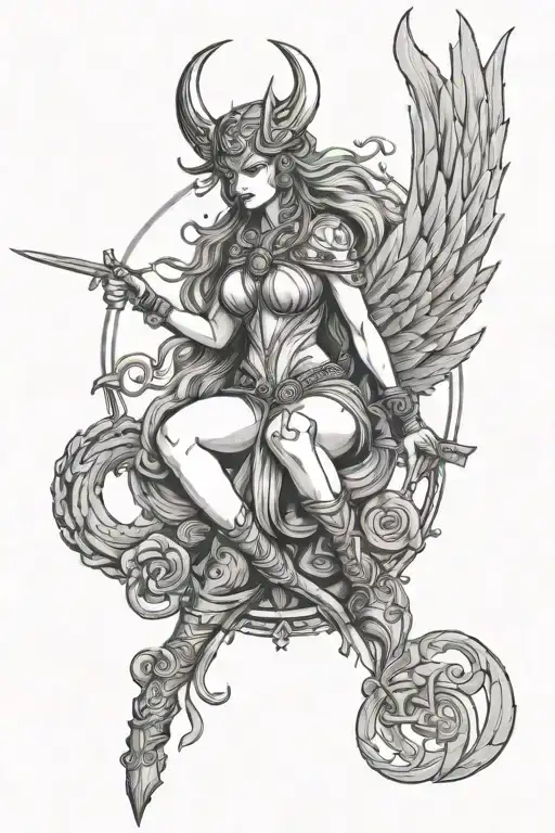 freya symbol with Lilith tattoo design idea