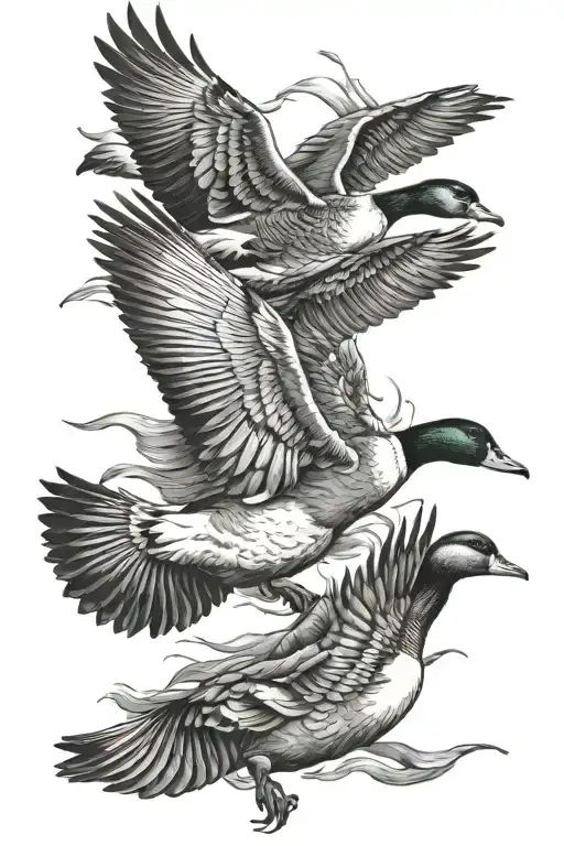 ducks and geese flying tattoo design idea