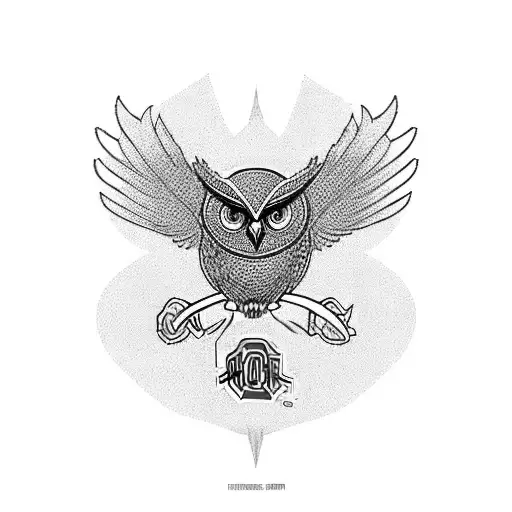 An Ohio State University logo transformed into an intricate owl design tattoo design idea