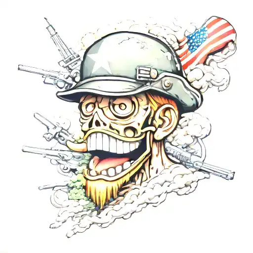one piece meets U S Army  tattoo design idea