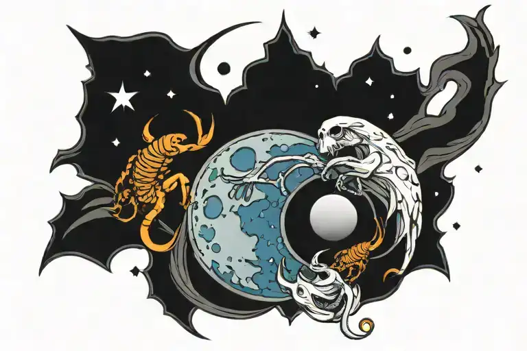 waxing gibbous moon Scorpio moon  tattoo design idea