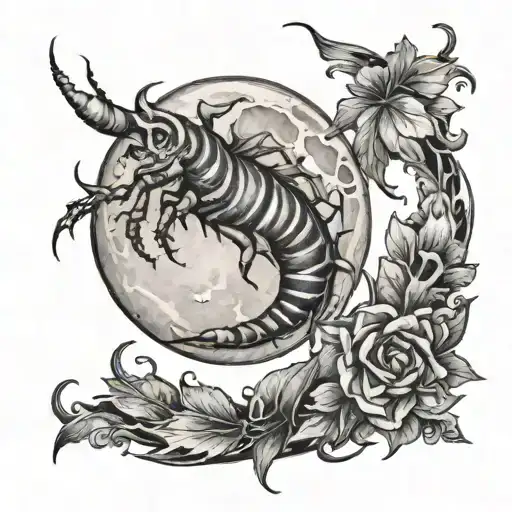 Scorpio waxing gibbous moon tattoo design idea