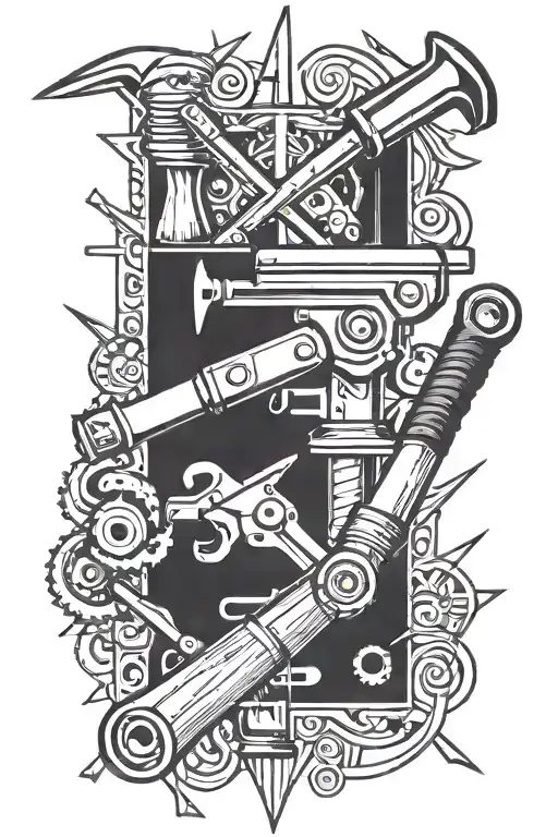Incorporate carpentry tools (hammer, saw, etc.) into a unique tattoo design tattoo design idea