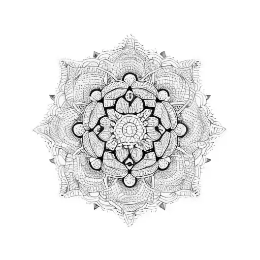 mandala floral tricep mosaic tattoo design idea
