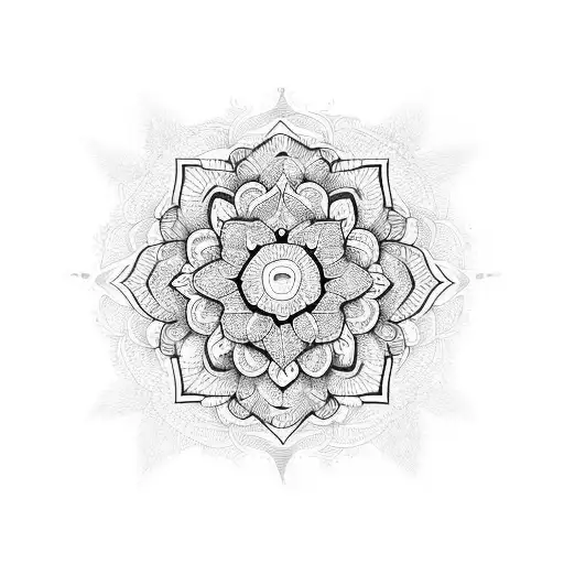 mandala floral tricep tattoo design idea