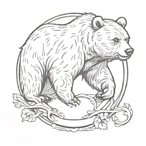 Bears and horseshoe are incorporated into the tattoo, the tattoo is drawn in a simple style  tattoo design idea