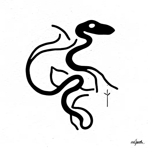 snake with leaf tattoo design idea