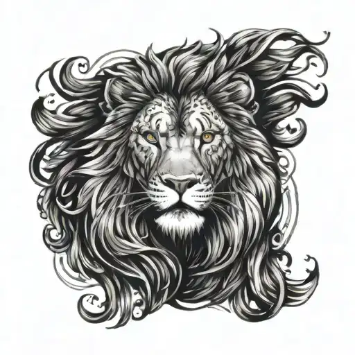 A tattoo design that captures the fierce and majestic qualities of both köpek and aslan, combining them in a bold and dynamic composition tattoo design idea