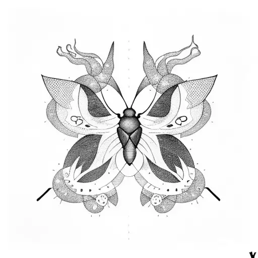 moths and moon tattoo design idea