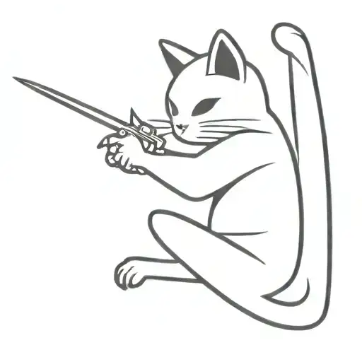 black ninja cat shooting ninja stars tattoo design idea
