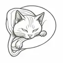 black ninja cat sleeping peacefully dreaming tattoo design idea
