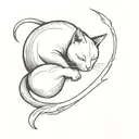 black ninja cat sleeping peacefully dreaming tattoo design idea