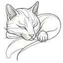 black ninja cat sleeping peacefully dreaming tattoo design idea
