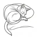 black ninja cat sleeping peacefully dreaming tattoo design idea