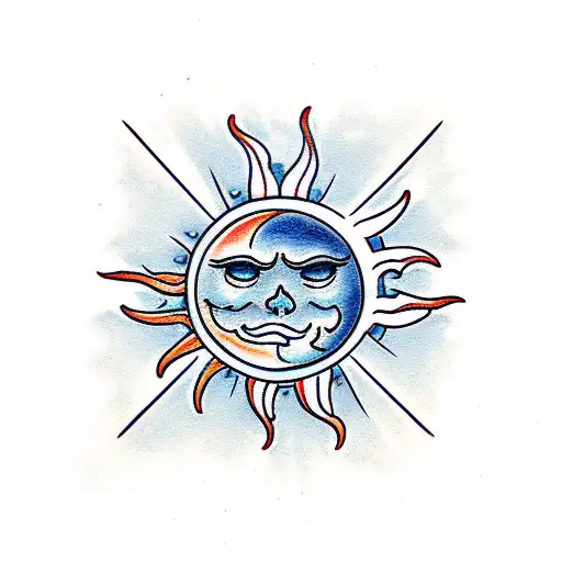Sun and Moon tattoo design idea