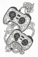4789 gaming controller intertwined tattoo design idea