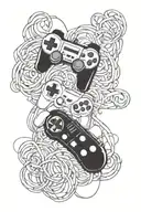 4789 gaming controller intertwined tattoo design idea