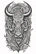 enraged Bull with 2 thick horns tattoo design idea