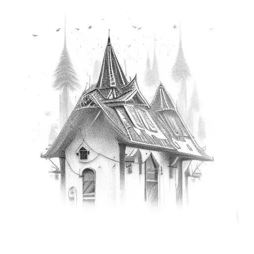 green building tattoo design idea