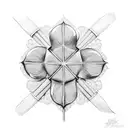 a spur rowel with stem, representing a four leaf clover tattoo design idea