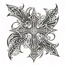 Gothic cross tattoo, gats anime character tattoo design idea