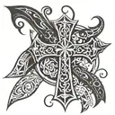 Gothic cross tattoo, gats anime character tattoo design idea