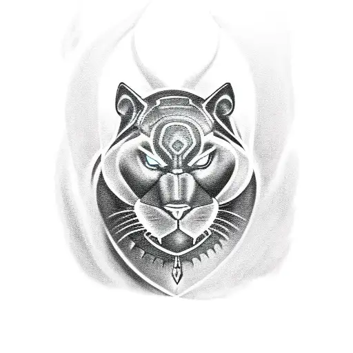 A black Panther featuring five names of Evie, Zane, Samson, Marlie and Dylan tattoo design idea