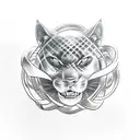 A black Panther featuring five intertwined siblings in a sketch style tattoo design idea