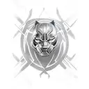 A black Panther featuring five intertwined siblings in a sketch style tattoo design idea