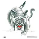 Panther defeating an Eel, a Rabbit and a Bronco in a battle tattoo design idea