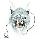 Panther defeating an Eel, a Rabbit and a Bronco in a battle tattoo design idea