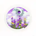 half moon with violet flowers growing from moon with deep purple amethyst towers growing   tattoo design idea